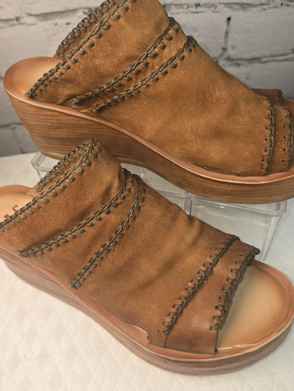 A.S. 98 NELSON PLATFORM WEDGE SANDAL BROWN/WHISKEY SUEDE LEATHER WOMENS 40